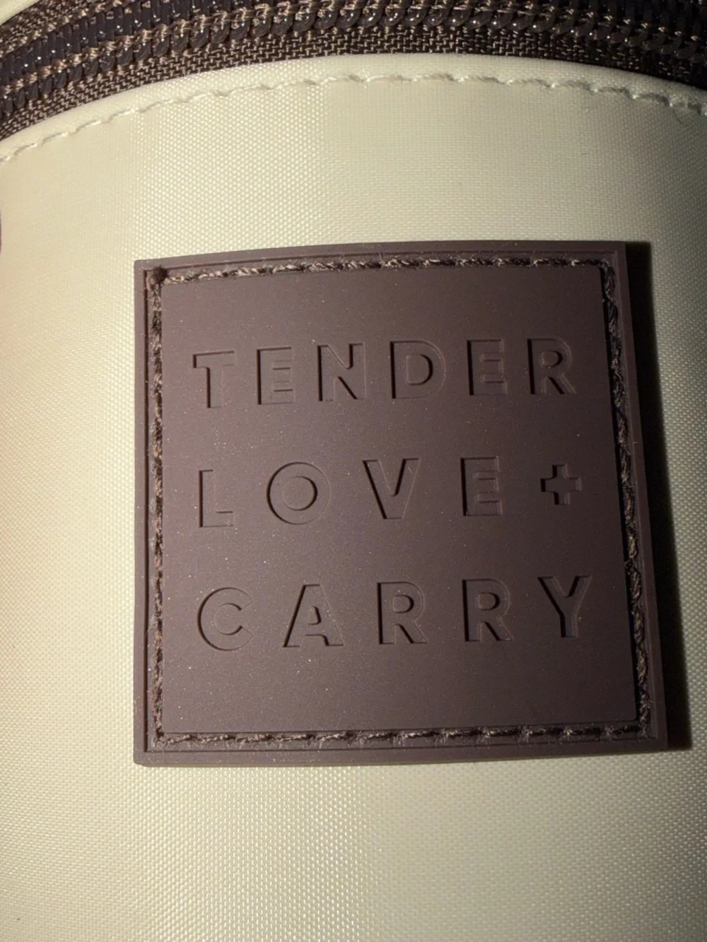 Cream and Brown Polka Dot tube Carrier tender love +carry